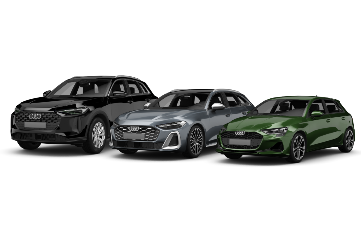 schwarzer Audi Q5, grauer A5, grüner A3